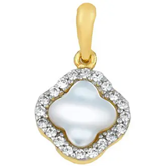 ALORO Μοτίφ Σχέδιο Van Cleef Σε Κίτρινο Χρυσό 14K Με Φίλντισι και Ζιργκόν ΝΧ0919