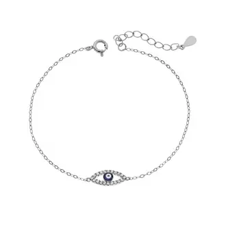 Βραχιόλι Senza Silver 925, Ματάκι μπλε με σμάλτο και ζιργκόν