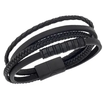 Βραχιόλι Senza Men&#039;s Steel Leather Strap