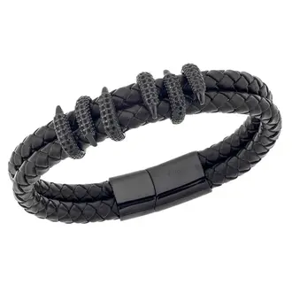 Βραχιόλι Senza Men&#039;s Steel Leather Strap