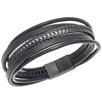 Βραχιόλι Senza Men&#039;s Steel Leather Strap