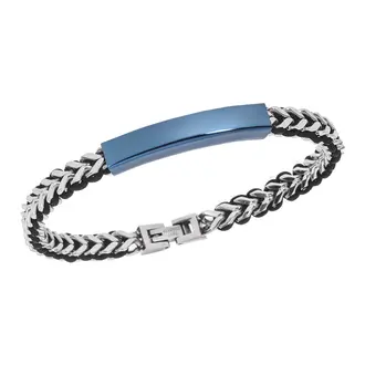 Βραχιόλι Senza Men&#039;s Steel, με μπλε ταυτότητα