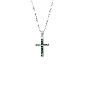 Κολιέ SENZA Rhodium Plated Ασήμι 925 Σταυρός με Ζιργκόν