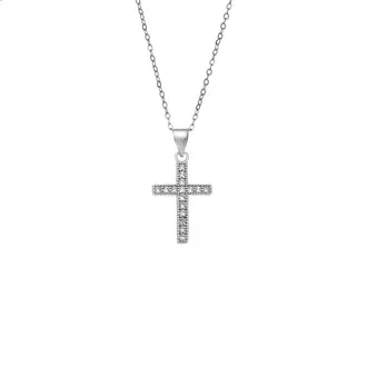 Κολιέ SENZA Rhodium Plated Ασήμι 925 Σταυρός με Ζιργκόν
