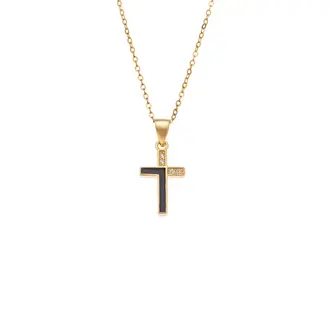 Κολιέ SENZA Gold Plated Ασήμι 925 Σταυρός με Ζιργκόν