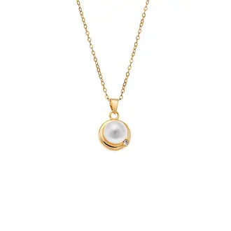 Κολιέ SENZA Gold Plated Ασήμι 925 Πέρλα με Ζιργκόν