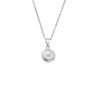 Κολιέ SENZA Rhodium Plated Ασήμι 925 Πέρλα με Ζιργκόν