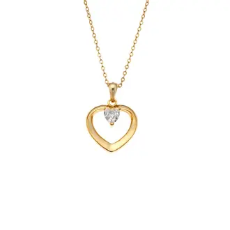 Κολιέ SENZA Gold Plated Ασήμι 925 Καρδιά με Ζιργκόν