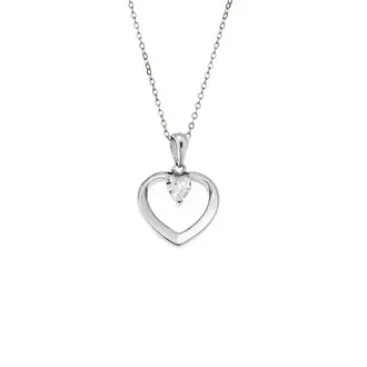 Κολιέ SENZA Rhodium Plated Ασήμι 925 Καρδιά με Ζιργκόν