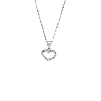 Κολιέ SENZA Rhodium Plated Ασήμι 925 Καρδιά με Ζιργκόν