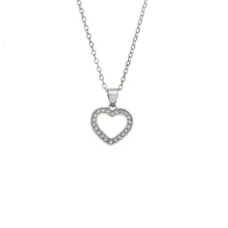 Κολιέ SENZA Rhodium Plated Ασήμι 925 Καρδιά με Ζιργκόν