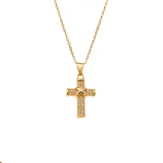 Κολιέ SENZA Gold Plated Ασήμι 925 Σταυρός με Ζιργκόν