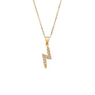 Κολιέ SENZA Gold Plated Ασήμι 925 Κεραυνός με Ζιργκόν