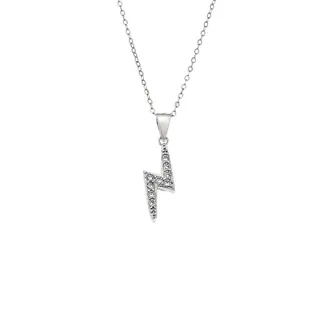 Κολιέ SENZA Rhodium Plated Ασήμι 925 Κεραυνός με Ζιργκόν