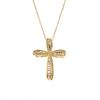 Κολιέ SENZA Gold Plated Ασήμι 925 Σταυρός με Ζιργκόν