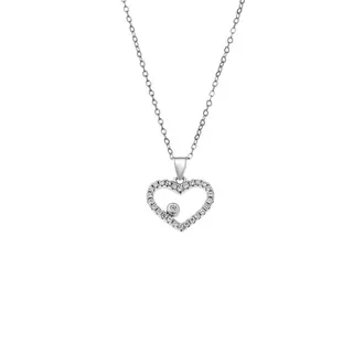 Κολιέ SENZA Rhodium Plated Ασήμι 925 Καρδιά με Ζιργκόν
