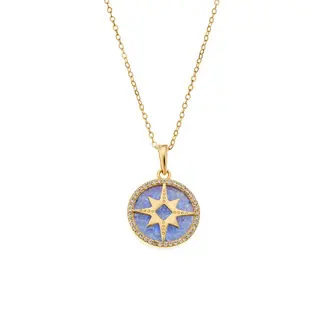 Κολιέ SENZA Gold Plated Ασήμι 925 Όπαλ με Ζιργκόν