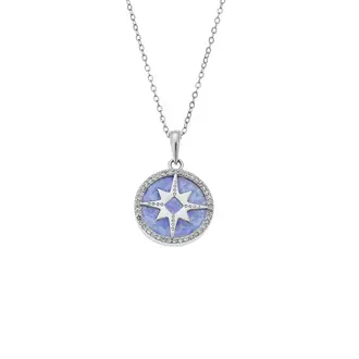Κολιέ SENZA Rhodium Plated Ασήμι 925 Όπαλ με Ζιργκόν