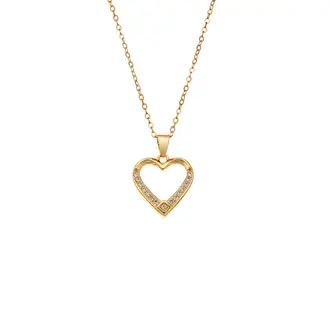 Κολιέ SENZA Gold Plated Ασήμι 925 Καρδιά με Ζιργκόν
