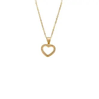 Κολιέ SENZA Rhodium Plated Ασήμι 925 Καρδιά με Ζιργκόν