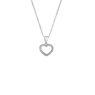 Κολιέ SENZA Rhodium Plated Ασήμι 925 Καρδιά με Ζιργκόν