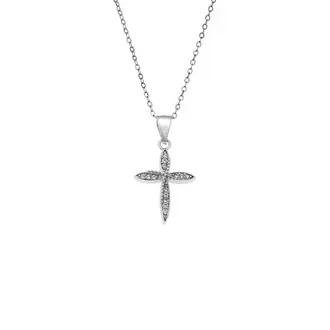 Κολιέ SENZA Rhodium Plated Ασήμι 925 Σταυρός με Ζιργκόν