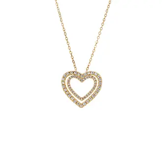 Κολιέ SENZA Gold Plated Ασήμι 925 Καρδιά με Ζιργκόν