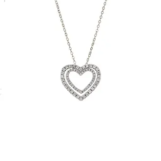 Κολιέ SENZA Rhodium Plated Ασήμι 925 Καρδιά με Ζιργκόν