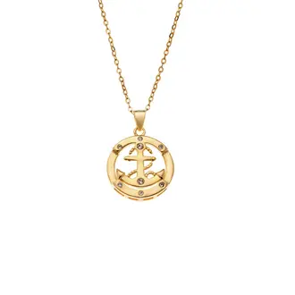Κολιέ SENZA Gold Plated Ασήμι 925 Άγκυρα με Ζιργκόν