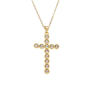 Κολιέ SENZA Gold Plated Ασήμι 925 Σταυρός με Ζιργκόν