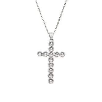 Κολιέ SENZA Rhodium Plated Ασήμι 925 Σταυρός με Ζιργκόν