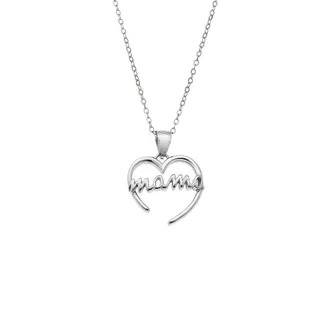 Κολιέ SENZA Rhodium Plated Ασήμι 925 Καρδιά Mama