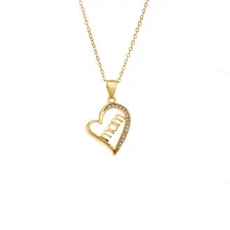 Κολιέ SENZA Gold Plated Ασήμι 925 Καρδιά Mom