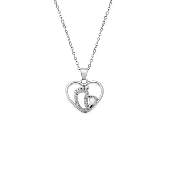 Κολιέ SENZA Rhodium Plated Ασήμι 925 Καρδιά Πατουσάκι