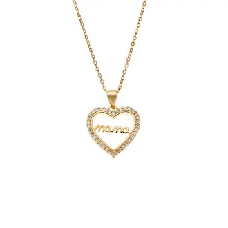 Κολιέ SENZA Gold Plated Ασήμι 925 Καρδιά Mama