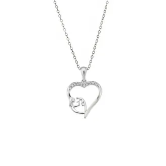 Κολιέ SENZA Rhodium Plated Ασήμι 925 Καρδιά Mama Kid