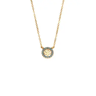 Κολιέ SENZA Δέντρο της Ζωής Gold Plated Ασήμι 925 Double Face Turquoise