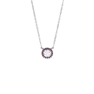 Κολιέ SENZA Δέντρο της Ζωής Rhodium Plated Ασήμι 925 Double Face Fouchsia