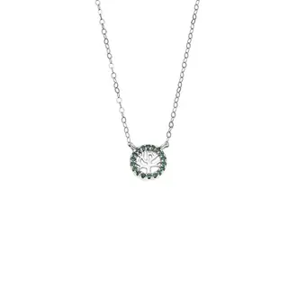 Κολιέ SENZA Δέντρο της Ζωής Rhodium Plated Ασήμι 925 Double Face Green
