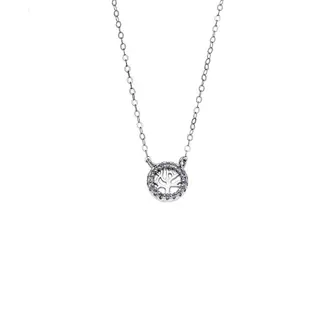 Κολιέ SENZA Δέντρο της Ζωής Rhodium Plated Ασήμι 925 Double Face Light Blue