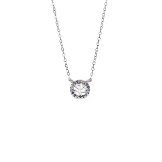 Κολιέ SENZA Δέντρο της Ζωής Rhodium Plated Ασήμι 925 Double Face Rainbow