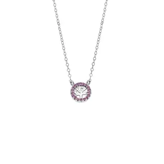 Κολιέ SENZA Δέντρο της Ζωής Rhodium Plated Ασήμι 925 Double Face Pink