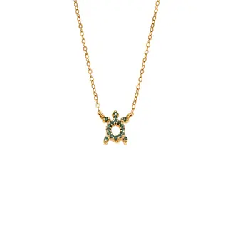 Κολιέ SENZA Χελώνα Gold Plated Ασήμι 925 Double Face Green