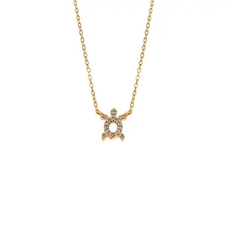 Κολιέ SENZA Χελώνα Gold Plated Ασήμι 925 Double Face Light Blue