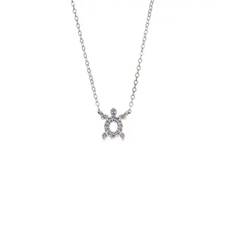 Κολιέ SENZA Χελώνα Rhodium Plated Ασήμι 925 Double Face Light Blue