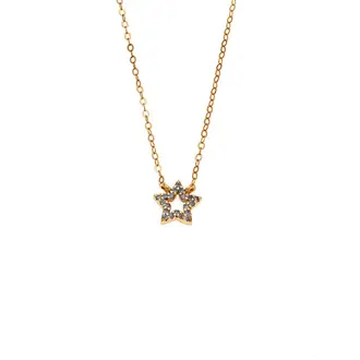 Κολιέ SENZA Αστεράκι Gold Plated Ασήμι 925 Double Face Light Blue