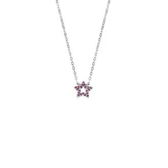 Κολιέ SENZA Αστεράκι Rhodium Plated Ασήμι 925 Double Face Fuchsia