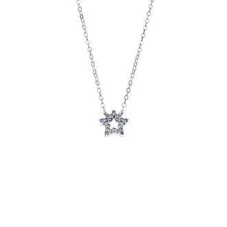 Κολιέ SENZA Αστεράκι Rhodium Plated Ασήμι 925 Double Face Light Blue