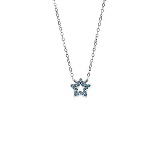Κολιέ SENZA Αστεράκι Rhodium Plated Ασήμι 925 Double Face Turquoise