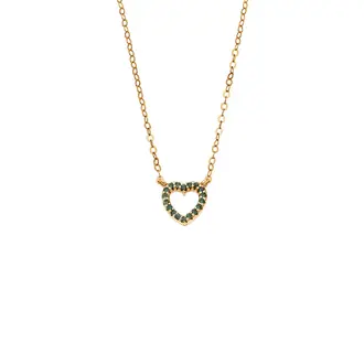 Κολιέ SENZA Καρδιά Gold Plated Ασήμι 925 Double Face Green
